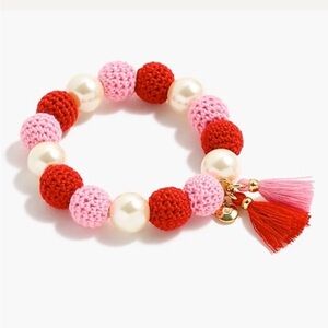 J.crew crochet bead bracelet in red and pink